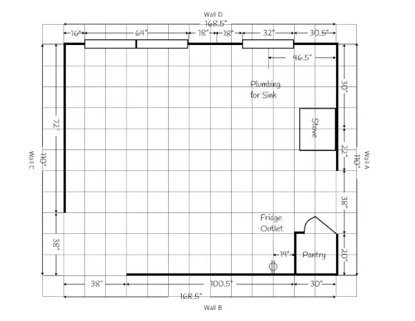 blueprint of a kitchen layout