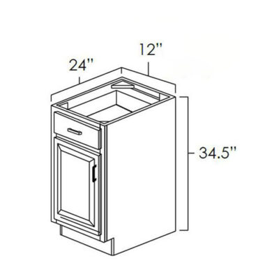Mellow Glaze Single Door Base Cabinet - 12" W x 34.5" H x 24" D