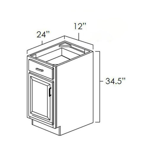 Washington Pure Gray Single Door Base Cabinet - 12" W x 34.5" H x 24" D