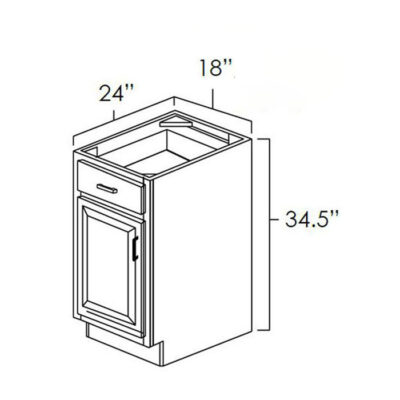 Washington Pure Gray Single Door Base Cabinet - 18" W x 34.5" H x 24" D