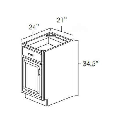 Pacific Gray Single Door Base Cabinet - 21" W x 34.5" H x 24" D