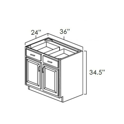 Mellow Glaze Double Door & Double Drawer Base Cabinet - 36" W x 34.5" H x 24" D