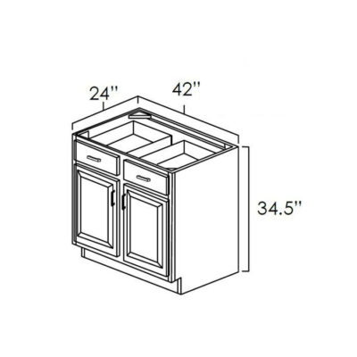Mellow Glaze Double Door & Double Drawer Base Cabinet - 42" W x 34.5" H x 24" D