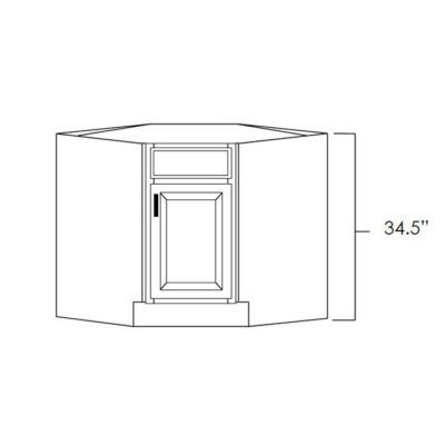Mellow Glaze Diagonal Corner Sink Base Cabinet - 36" W x 34.5" H x 24" D