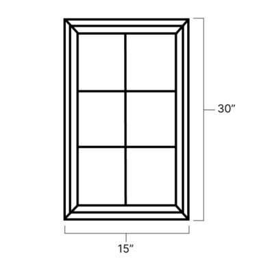 Pacific Gray Single Glass Mullion Door - 15" W x 30" H x 1" D