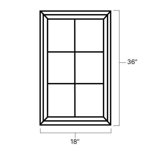 Brown Cocoa Single Glass Mullion Door - 18" W x 36" H x 1" D