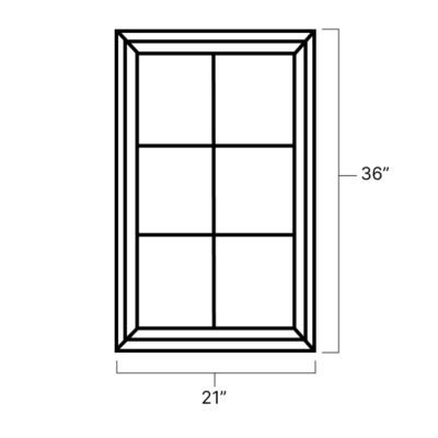 Mellow Glaze Single Glass Mullion Door - 21" W x 36" H x 1" D