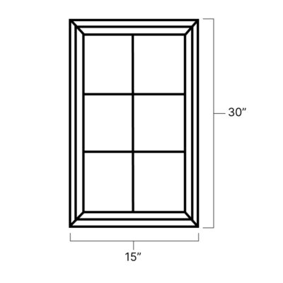 Mellow Glaze Single Glass Diagonal Mullion Door - 15" W x 30" H x 1" D