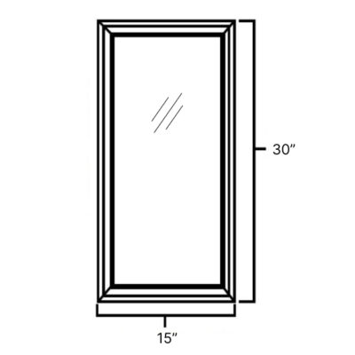 Natural Knotty Hickory Single Glass Door - 15" W x 30" H x 1" D