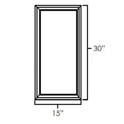 Washington Pure Gray Single Glass Diagonal Door - 15" W x 30" H x 1" D