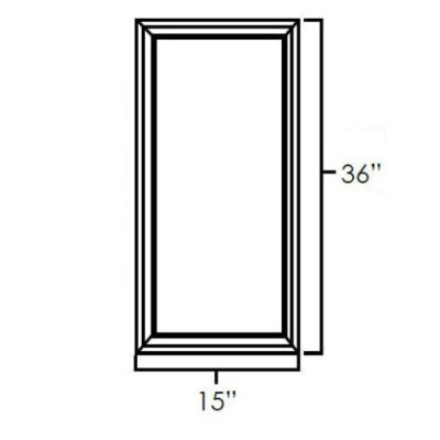 Newtown Gray Single Glass Diagonal Door - 15" W x 36" H x 1" D