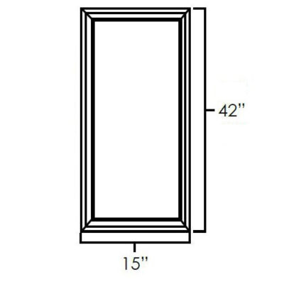 Pacific Gray Single Glass Diagonal Door - 15" W x 42" H x 1" D