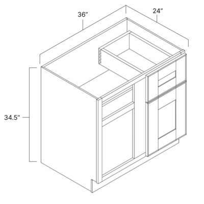 Proper Gray Blind Base Cabinet - 36" W x 34.5" H x 24" D