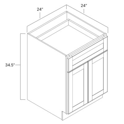 Ideal Gray Double Door Base Cabinet - 24" W x 34.5" H x 24" D