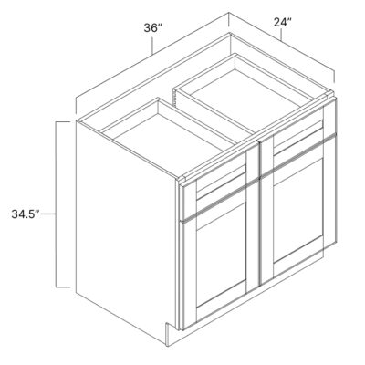 Ideal Gray Double Door Base Cabinet - 36" W x 34.5" H x 24" D