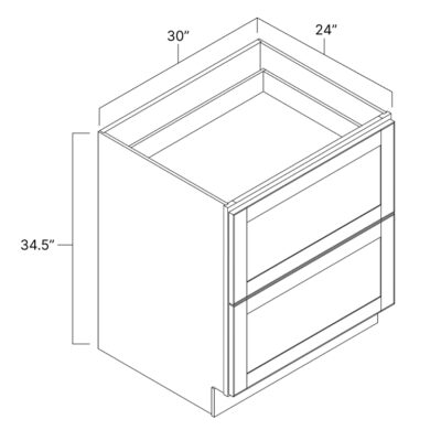 Proper Gray Double Drawer Base Cabinet - 30" W x 34.5" H x 24" D