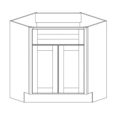 Ideal Gray Corner Sink Diagonal Base Cabinet - 42" W x 34.5" H x 24" D