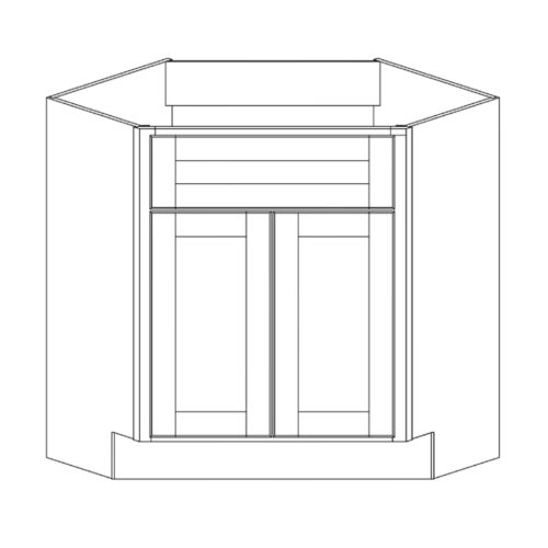 Ideal Gray Corner Sink Diagonal Base Cabinet - 42" W x 34.5" H x 24" D