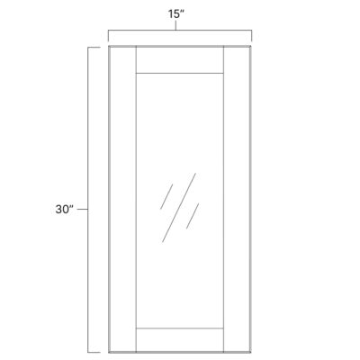 Ideal Gray Single Glass Door - 15" W x 30" H x 12" D