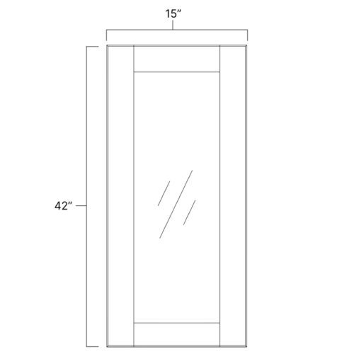 Ideal Gray Single Glass Door - 15" W x 42" H x 12" D