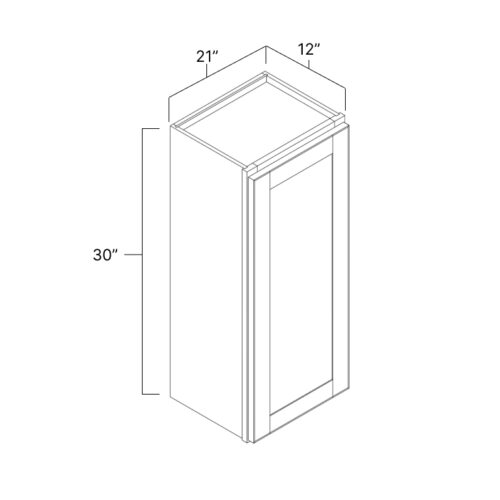 Ideal Gray Single Glass Door Wall Cabinet - 21" W x 30" H x 12" D