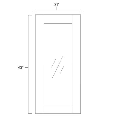 Ideal Gray Single Glass Door - 21" W x 42" H x 12" D