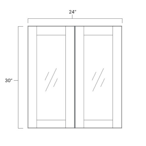 Pure White Double Glass Door - 24" W x 30" H x 12" D