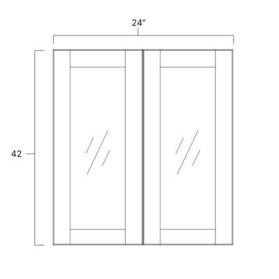 Rustic Hickory Double Glass Door - 24" W x 42" H x 12" D