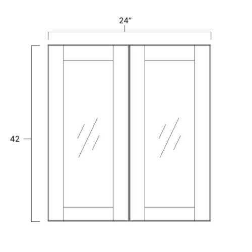 Pure White Double Glass Door - 24" W x 42" H x 12" D