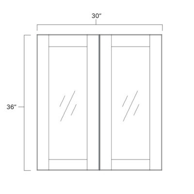 Pure White Double Glass Door - 30" W x 36" H x 12" D