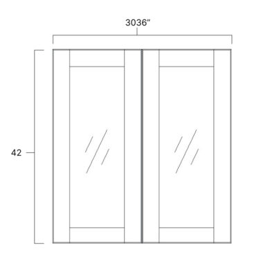 Pure White Double Glass Door - 36" W x 42" H x 12" D