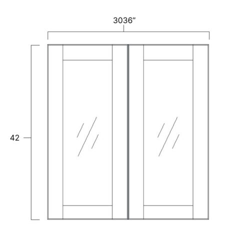 Rustic Hickory Double Glass Door - 36" W x 42" H x 12" D