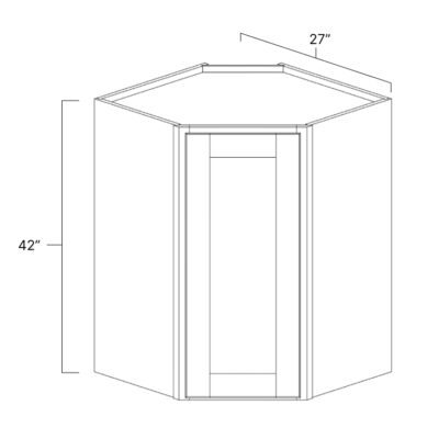 Ideal Gray Diagonal Corner Wall Cabinet - 27" W x 42" H x 15" D