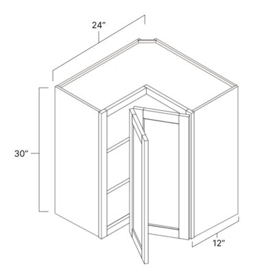 Ideal Gray Easy Reach Corner Wall Cabinet - 24" W x 30" H x 12" D
