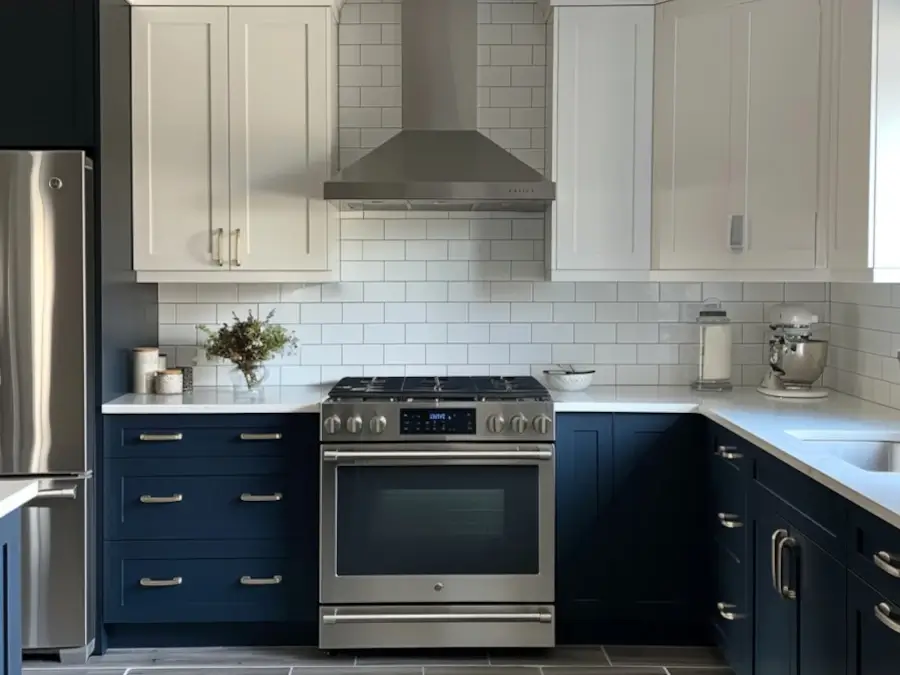Mixing Blue and White Cabinets