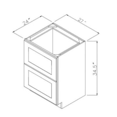 Carmel Shaker Two Drawer Base Cabinet - 27" W x 34.5" H x 24" D