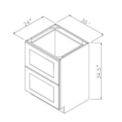 Carmel Shaker Two Drawer Base Cabinet - 30" W x 34.5" H x 24" D