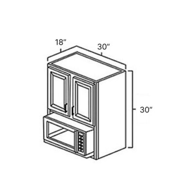 Carmel Shaker Microwave Wall Cabinet - 30" W x 30" H x 18" D