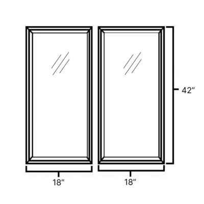 Carmel Shaker Set of Double Glass Doors - 18" W x 42" H x 1" D
