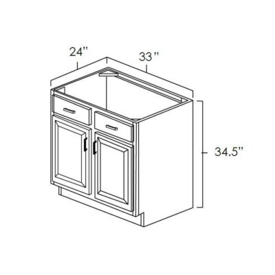 Carmel Shaker Sink Base Cabinet - 33" W x 34.5" H x 24" D
