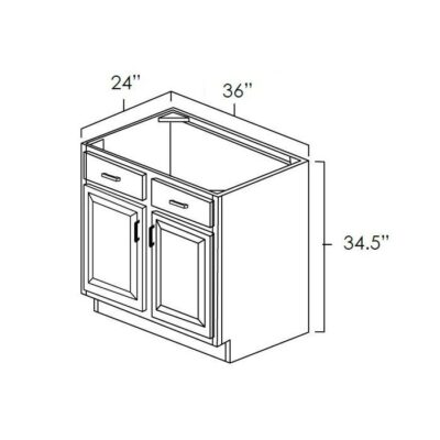 Carmel Shaker Sink Base Cabinet - 36" W x 34.5" H x 24" D