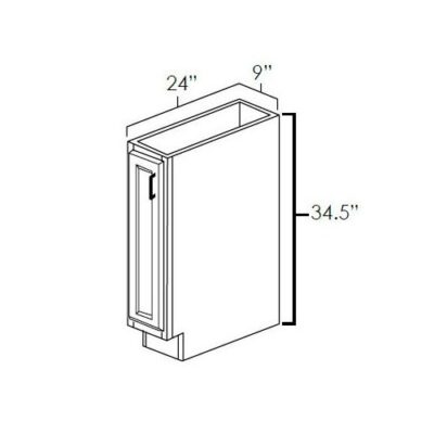 Carmel Shaker Full Height/Tray Base Cabinet - 9" W x 34.5" H x 24" D