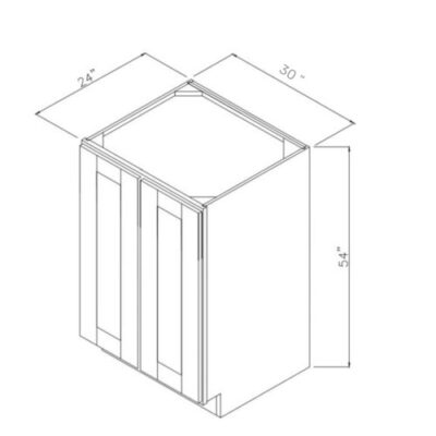 Carmel Shaker Utility Base Cabinet - 30" W x 54" H x 24" D