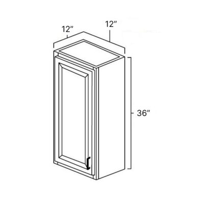Carmel Shaker Single Door Wall Cabinet - 12" W x 36" H x 12" D
