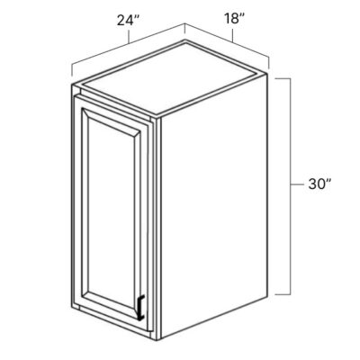 Carmel Shaker 24" Deep Single Door Wall Cabinet - 24" W x 30" H x 24" D