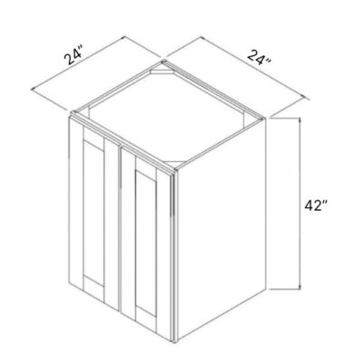 Carmel Shaker 24" Deep Double Door Wall Cabinet - 24" W x 42" H x 24" D