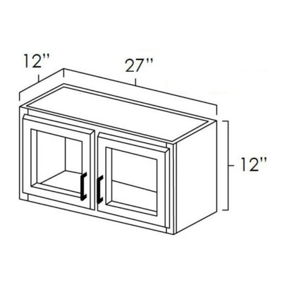 Carmel Shaker Double Decorative Stacker Wall Cabinet w/Plain Glass - 27" W x 12" H x 12" D