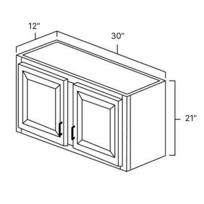 Carmel Shaker Bridge Wall Cabinet - 30" W x 21" H x 12" D