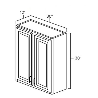Carmel Shaker Double Door Wall Cabinet - 30" W x 30" H x 12" D