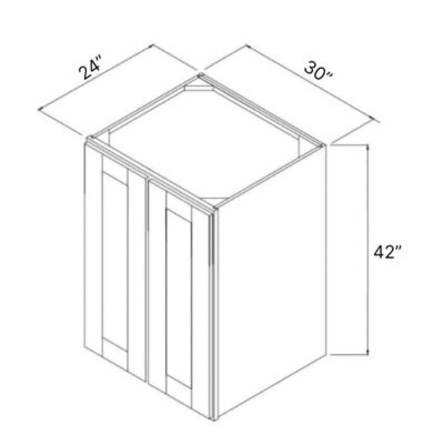 Carmel Shaker 24" Deep Double Door Wall Cabinet - 30" W x 42" H x 24" D